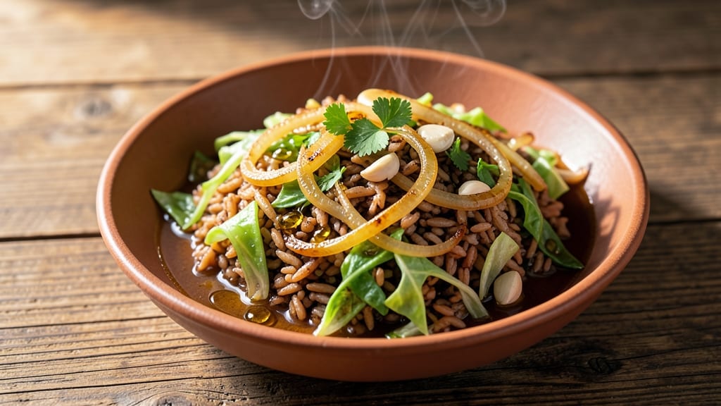 Brown Rice and Cabbage Recipe: Savory Garlic-Toasted Grain Bowl