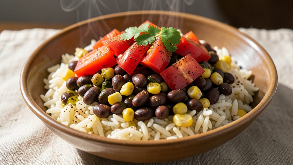 Black Beans, Rice, Corn, and Tomato Recipe: One-Pot Fiesta with Smoky Cumin Depth