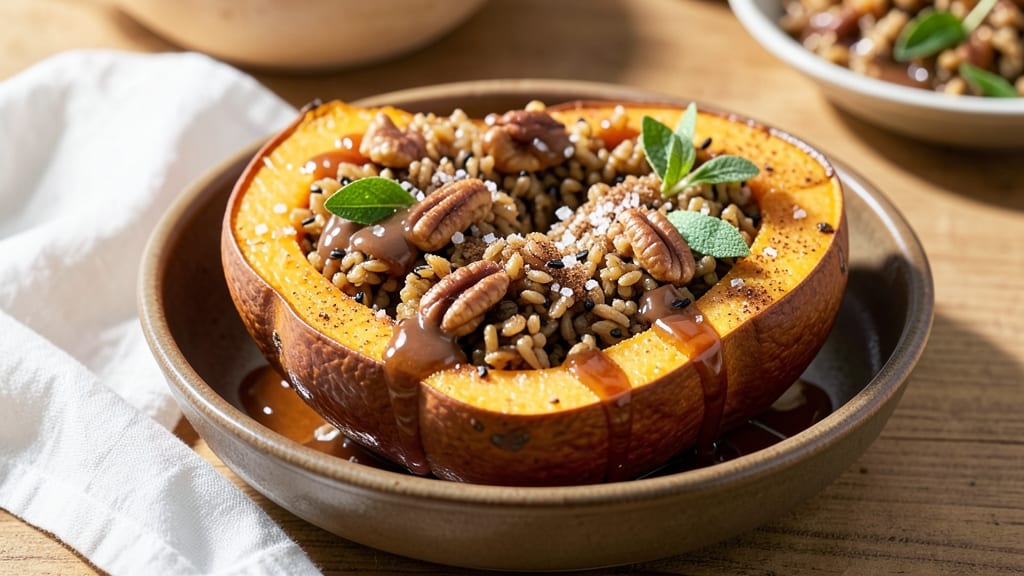 Butternut Squash Stuffed With Wild Rice Recipe: Autumn Spice Harmony in One Bowl