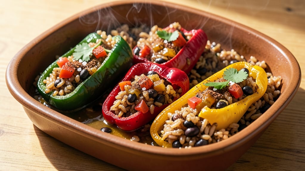 Brown Rice Stuffed Peppers Recipe: Smoky Herb-Garnished Bites Ready in 30 Minutes