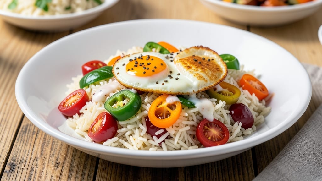 Capsicum Rice Vahrehvah Recipe: Smoky Coconut-Tomato Grains with Spiced Eggs