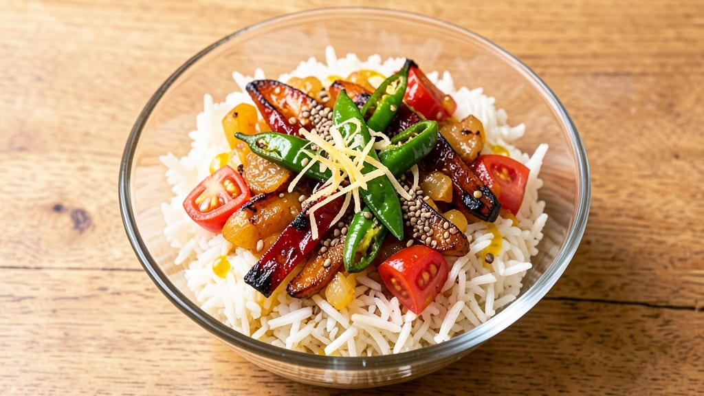 Capsicum Rice Indian Recipe: Spiced Basmati with Crispy Bell Pepper Bites