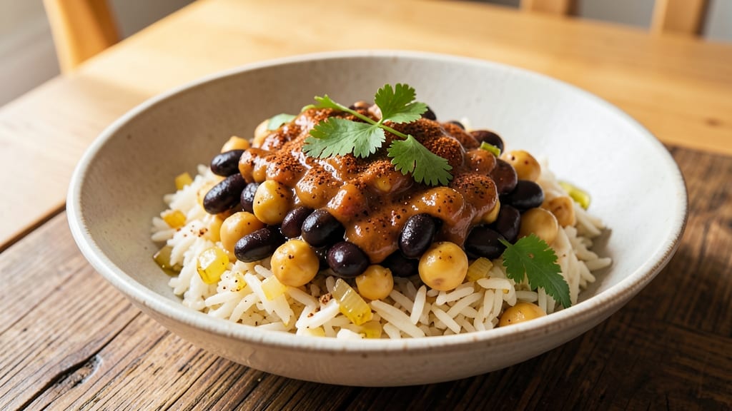Black Beans, Chickpeas, and Rice Recipe: One-Pot Protein-Packed Fiesta Bowl