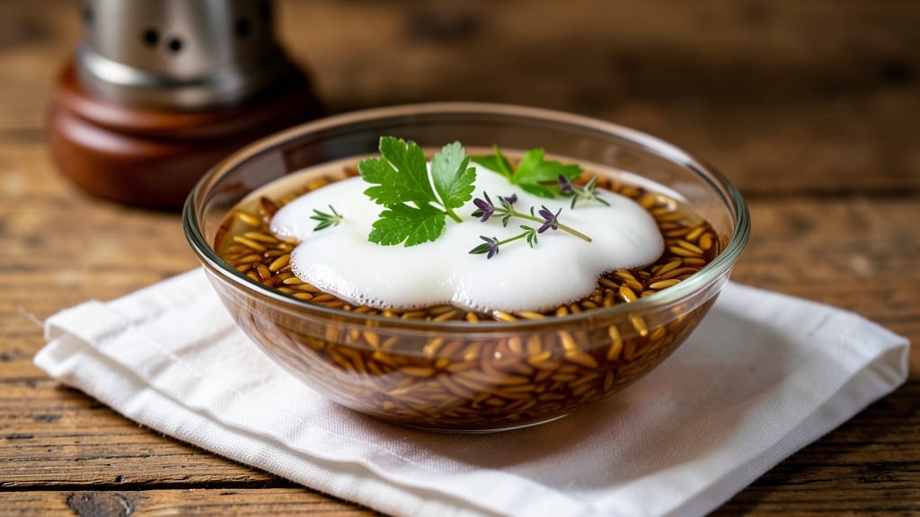 Brown Rice Consommé Recipe: Clarified Broth With Nutty Depth and Celery Crown Crunch
