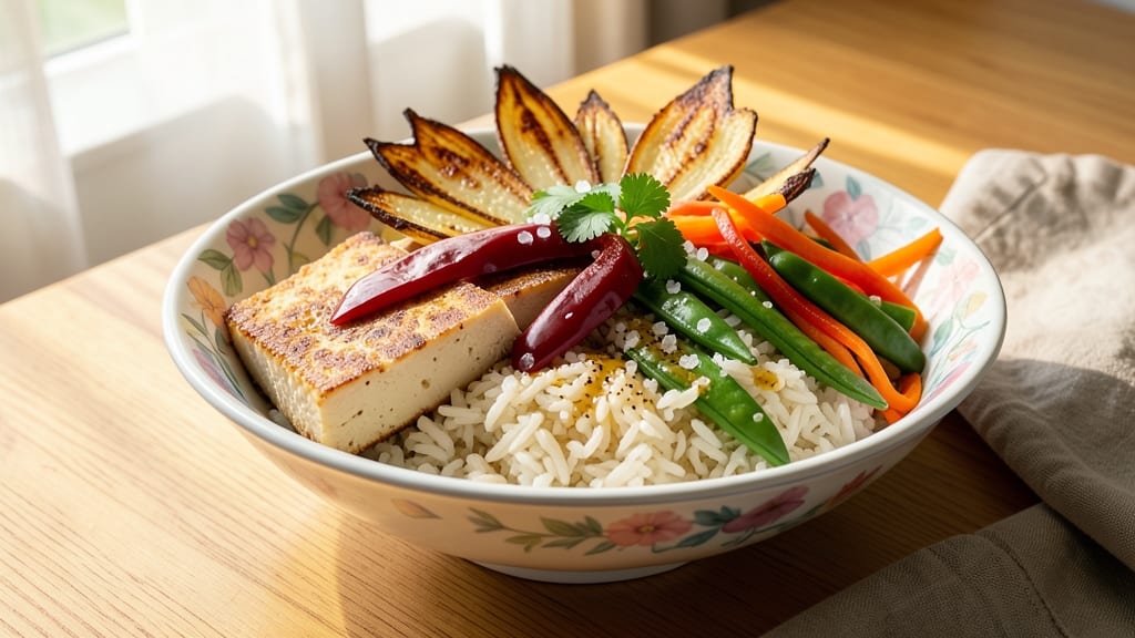 Buddha Rice Recipe: Crispy Celery Crown Over Savory Shredded Protein