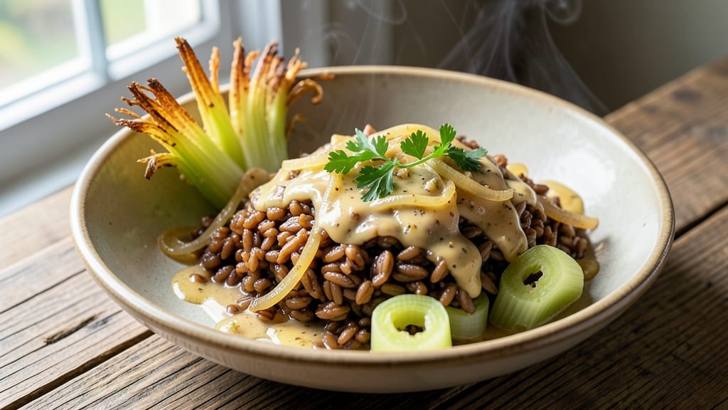 Canadian Wild Rice Recipe: Nutty Earthiness With Crispy Celery Crown Topping