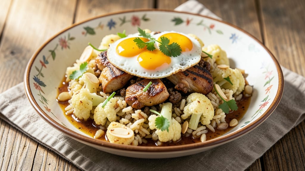 Cauliflower Fried Rice Recipe Paleo: Crispy-Topped Protein-Packed Power Bowl