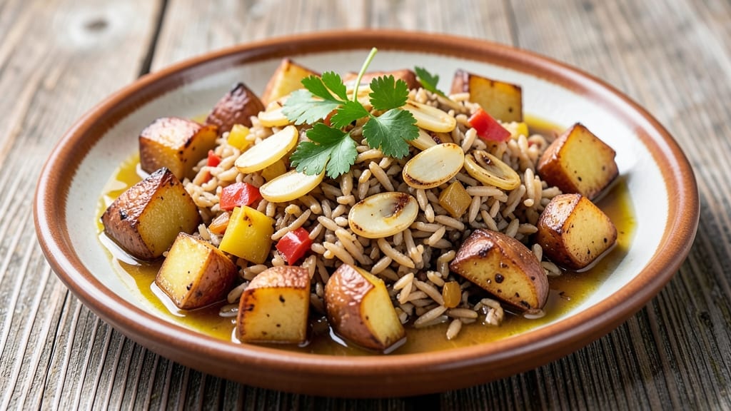 Brown Rice and Potatoes Recipe: Crispy-Topped One-Pan Harmony