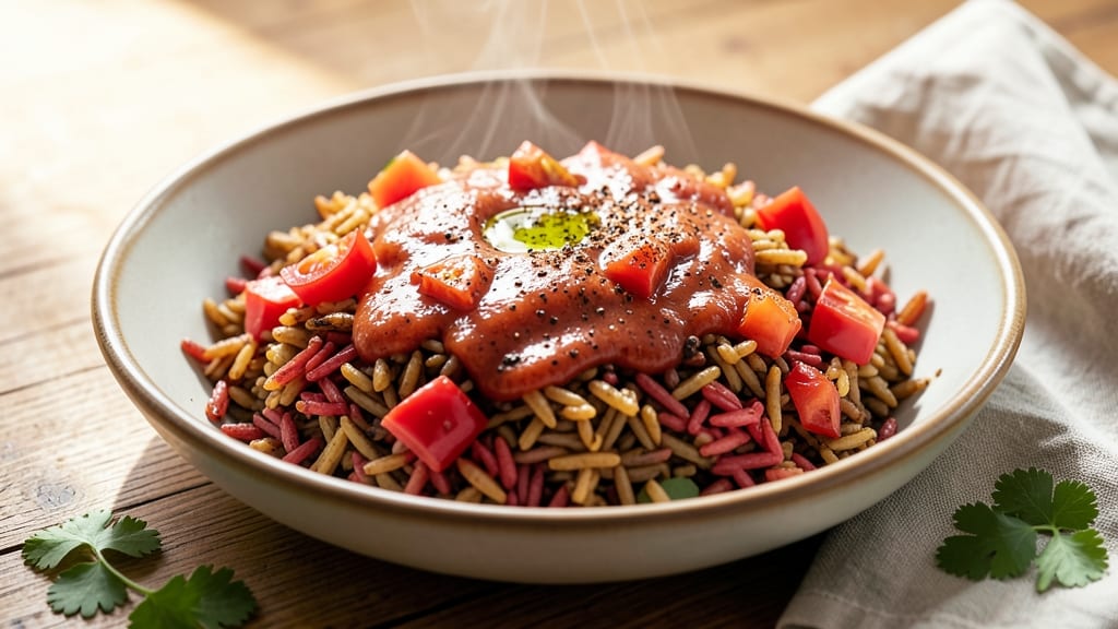 Brown and Red Rice Recipe: Smoky Cumin and Tomato-Infused Flavor in One Pot