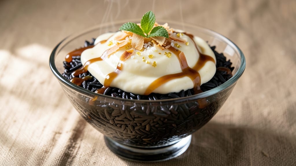 Black Rice Dessert Recipe: Deep Purple Velvet With Coconut Cream Swirls